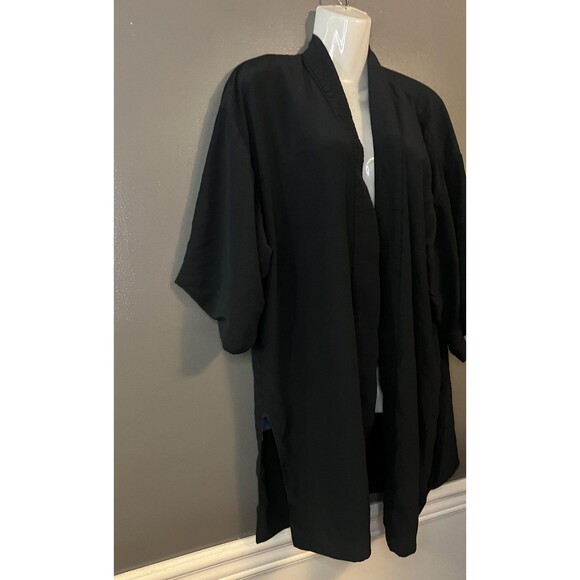 Levi's Kimono Jacket Womens Large Black Embroidered Island Palm Trees Viscose - Picture 2 of 11